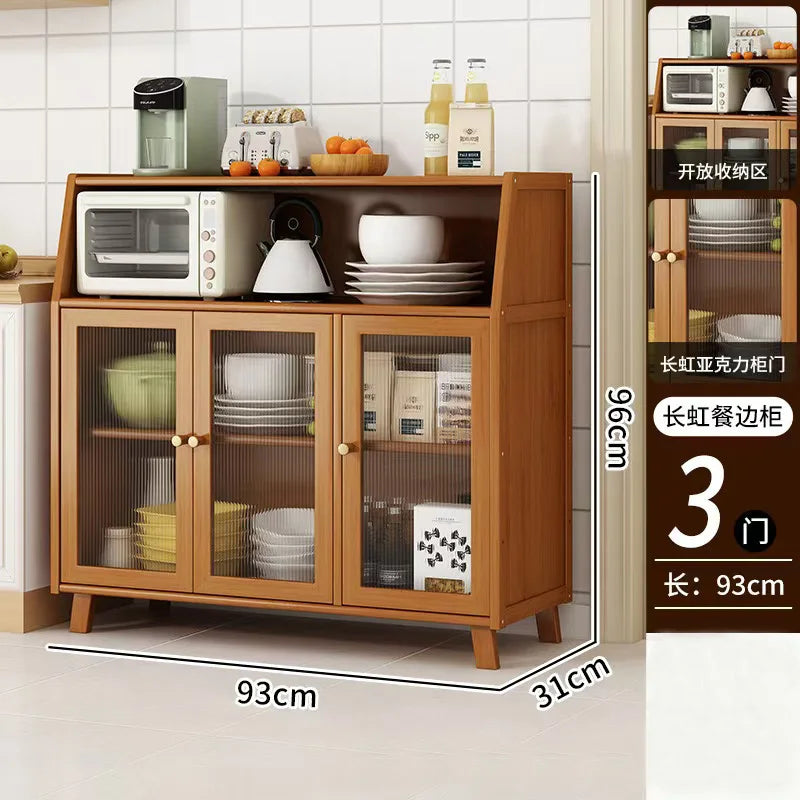 dining room Bamboo solid wood kitchen cabinets furniture sideboard side table furniture living room alacena Display cabinet