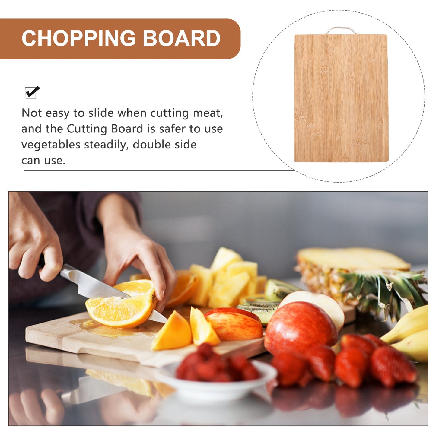 Bamboo Cutting Board Kitchen Chopping Boards Food Safe Material Compact Size Household Use Chopping Board