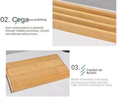 Bamboo Drawer Dividers Kitchen Drawer Organizer Adjustable Expandable Drawer Dividers Tray Storage Drawer storage board