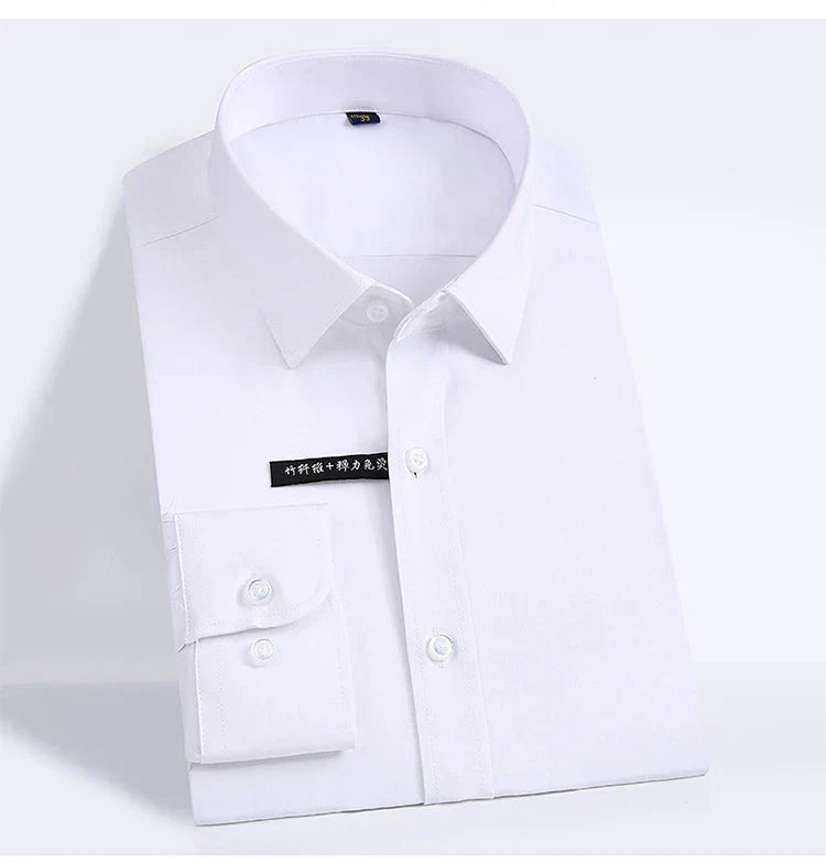 Fashion Bamboo Fiber Mens Long Sleeve Dress Shirts High Quality Non-iron Business Formal Shirt Brand Handsome Man Clothing