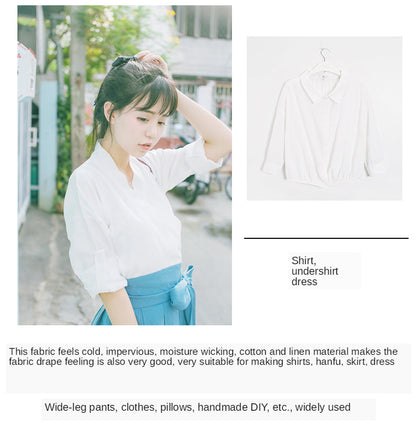 Bamboo Fabric By The Meter Cotton Linen Slub Clothing Pants Dress Skirt Brocade Fabrics Summer for Sewing Black White Blue Per