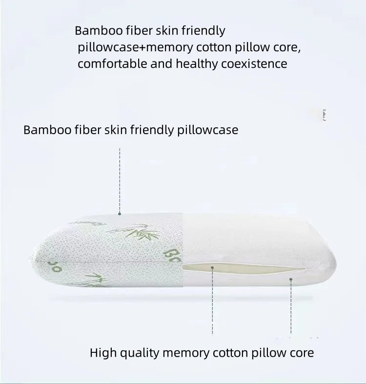 Bamboo fiber slow rebound bread memory pillow for protection, space cotton invisible zipper design, single person adult pillow c