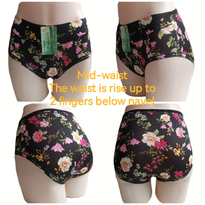 Bamboo Fiber Panties,Plus Sizes Underwear Panties,Women's Panties With Floral Pattern,Mid-waist Women's Briefs,Large Panty Woman