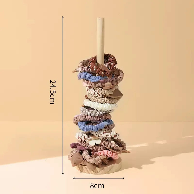 Bamboo Paper Towel Holder Wooden Dispenser Round Countertop Stand Kitchen Bathroom Organization Jewelry Accessories Storage Rack