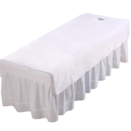 Comfortable SPA Bedspread Soft Solid Color Massage Bed Sheets with Face Hole Thickened Cosmetic Bed Sheet Beauty Tool