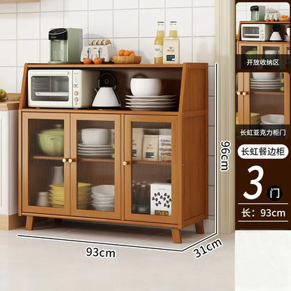 dining room Bamboo solid wood kitchen cabinets furniture sideboard side table furniture living room alacena Display cabinet