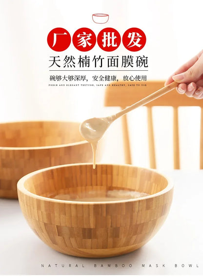 Bamboo Salad Bowl and Noodle Mixing Bowl Large Bamboo Wooden Tableware Thickened Natural Material No Paint No Wax