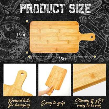 Bamboo Cutting Boards for Kitchen Bamboo Chopping Board with Handles for Pizza Bread Steak Tray Baking Serving Board