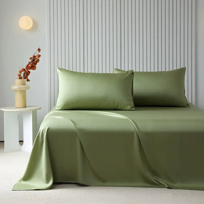 100%Organic Eucalyptus Plain Blue Flat Bed Sheets Lyocell Silky Soft Smooth Breathable Gentle to Skin Pillow shams