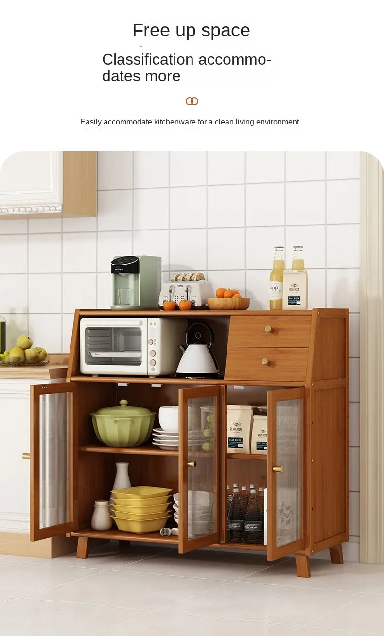 dining room Bamboo solid wood kitchen cabinets furniture sideboard side table furniture living room alacena Display cabinet