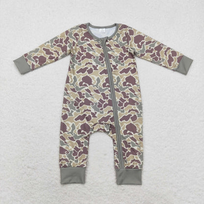 Wholesale Newborn Baby Boy Bamboo Camo Clothing Long Sleeves Zipper Jumpsuit Kids Children Toddler Spring Fall One-piece Romper