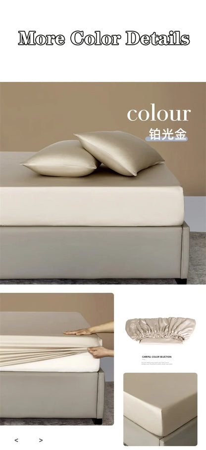Organic Bamboo Bed Fitted Sheet Solid Color Silky Bed Cover Luxury Mattress Cover with Rubber Band Double Queen Size Customized