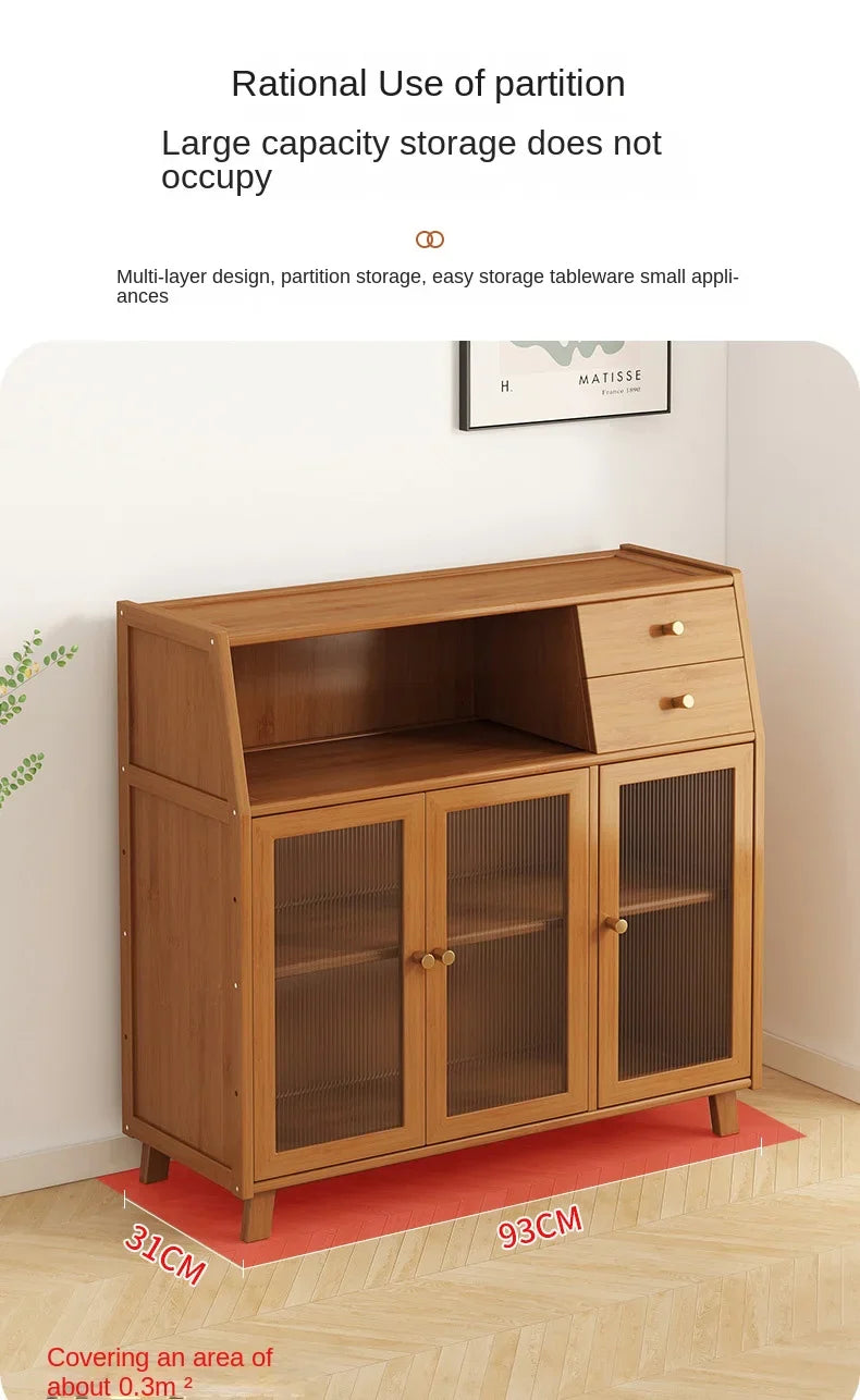 dining room Bamboo solid wood kitchen cabinets furniture sideboard side table furniture living room alacena Display cabinet