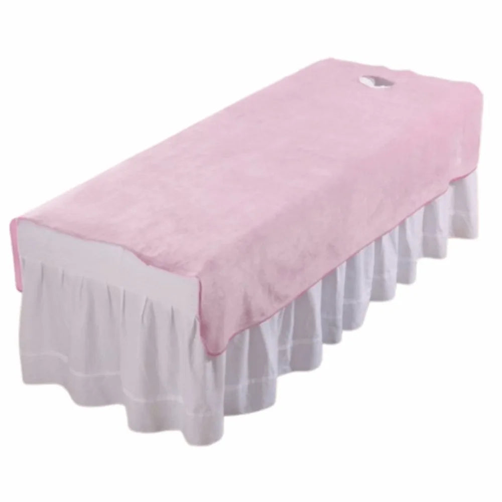 Comfortable SPA Bedspread Soft Solid Color Massage Bed Sheets with Face Hole Thickened Cosmetic Bed Sheet Beauty Tool
