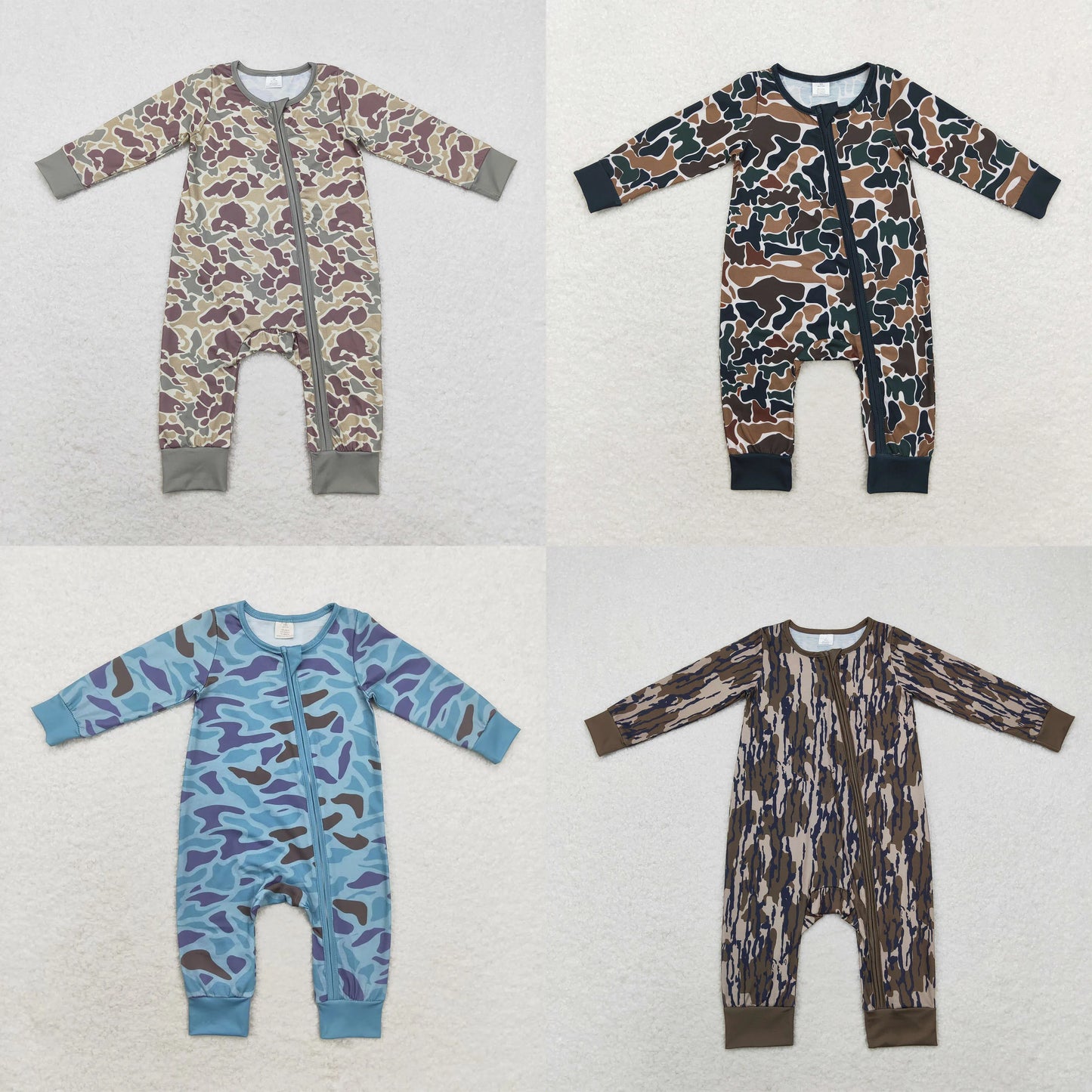 Wholesale Newborn Baby Boy Bamboo Camo Clothing Long Sleeves Zipper Jumpsuit Kids Children Toddler Spring Fall One-piece Romper