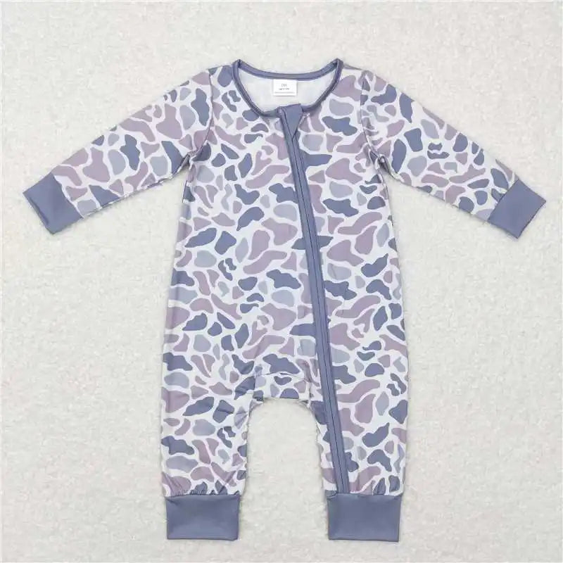 Wholesale Newborn Baby Boy Bamboo Camo Clothing Long Sleeves Zipper Jumpsuit Kids Children Toddler Spring Fall One-piece Romper