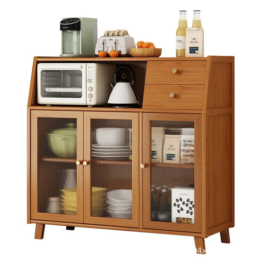 dining room Bamboo solid wood kitchen cabinets furniture sideboard side table furniture living room alacena Display cabinet