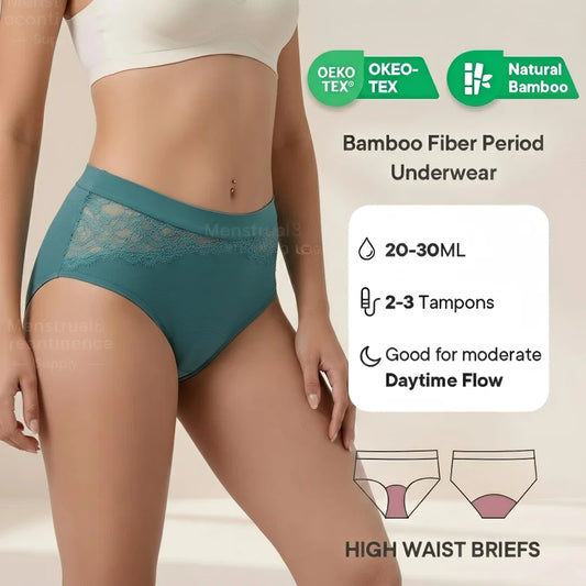 Bamboo Menstruation Panties Women High Waist Breathable Lingerie Leakproof Absorbent Period Briefs Bulk Reusable Underwear