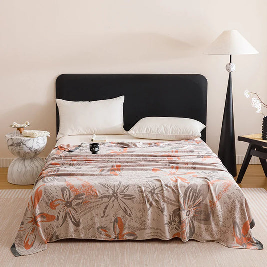 Natural Bamboo Fiber Blanket Breathable Sofa Bed Cover For Home Outdoor Jacquard Floral Cooling Summer Quilt Drop Shipping
