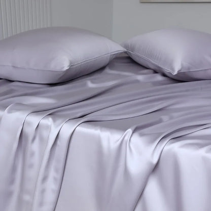 100%Organic Eucalyptus Plain Blue Flat Bed Sheets Lyocell Silky Soft Smooth Breathable Gentle to Skin Pillow shams