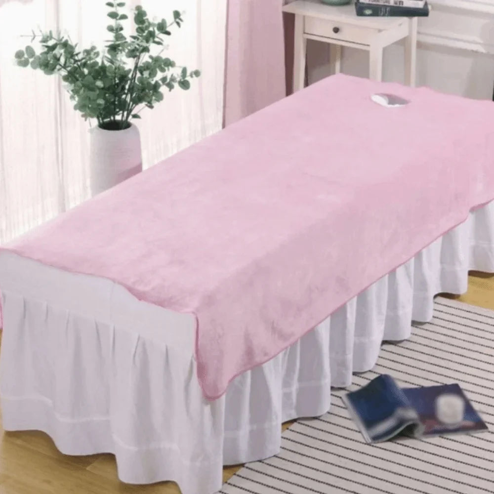 Comfortable SPA Bedspread Soft Solid Color Massage Bed Sheets with Face Hole Thickened Cosmetic Bed Sheet Beauty Tool