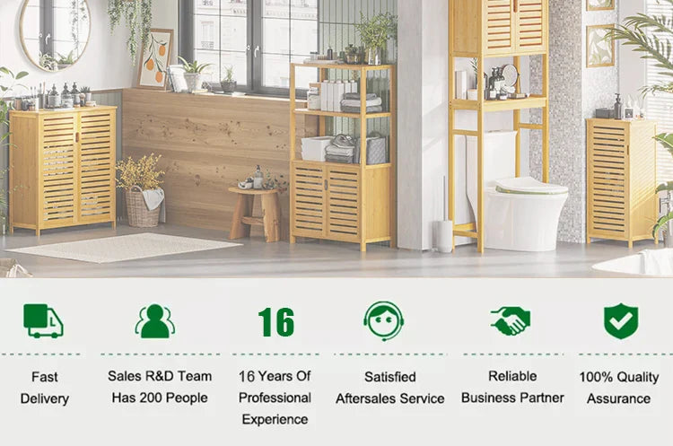 Factory Price Freestanding Kitchen Bamboo Cabinet With Flipping-up Dustproof Door Kitchen Storage Cabinet