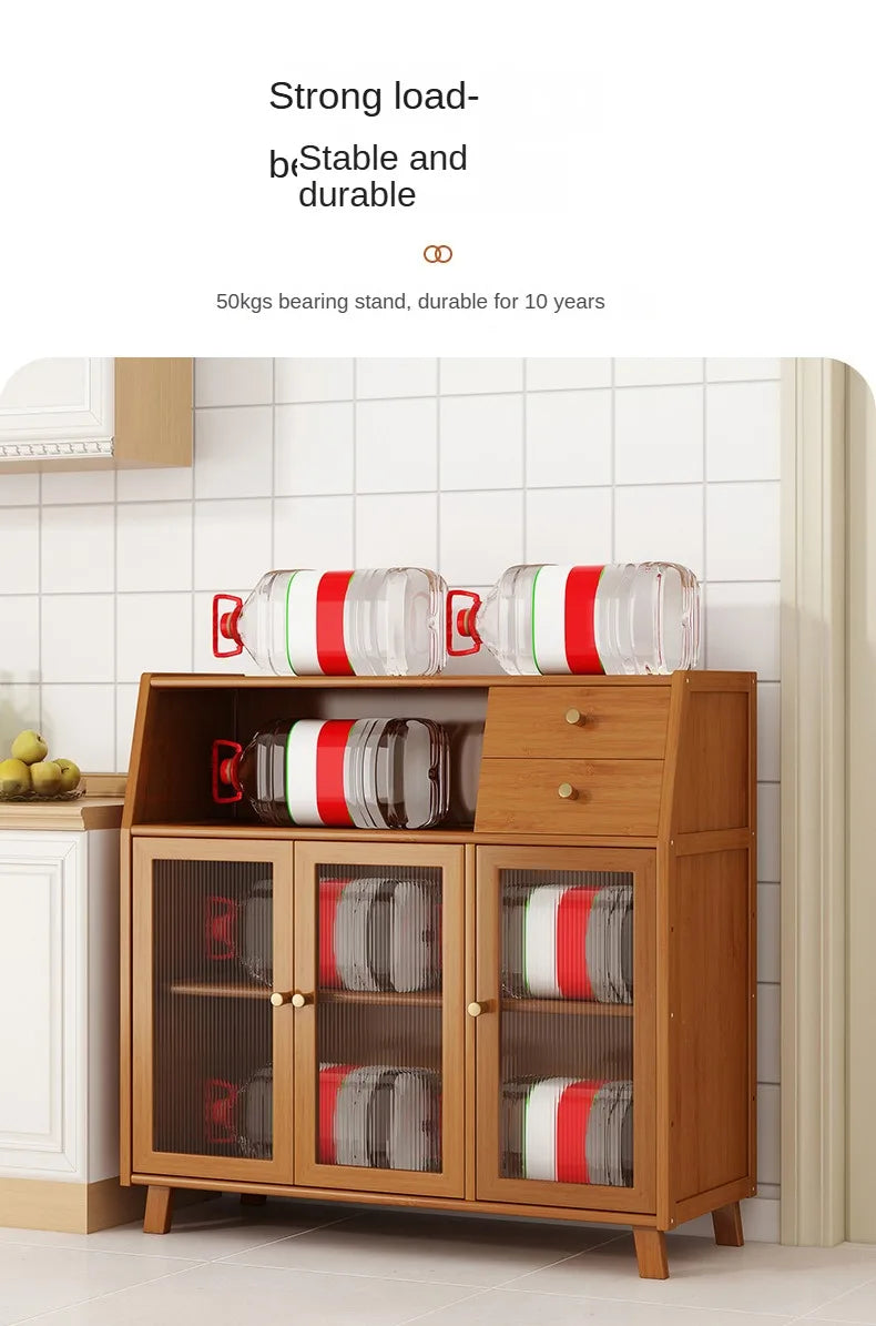 dining room Bamboo solid wood kitchen cabinets furniture sideboard side table furniture living room alacena Display cabinet