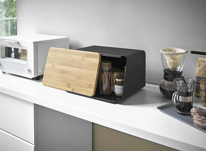 Bamboo Bread Box for Kitchen Storage,Airtight Food Container for Snacks Organization,Multi-Purpose Pantry Organizer with Handles