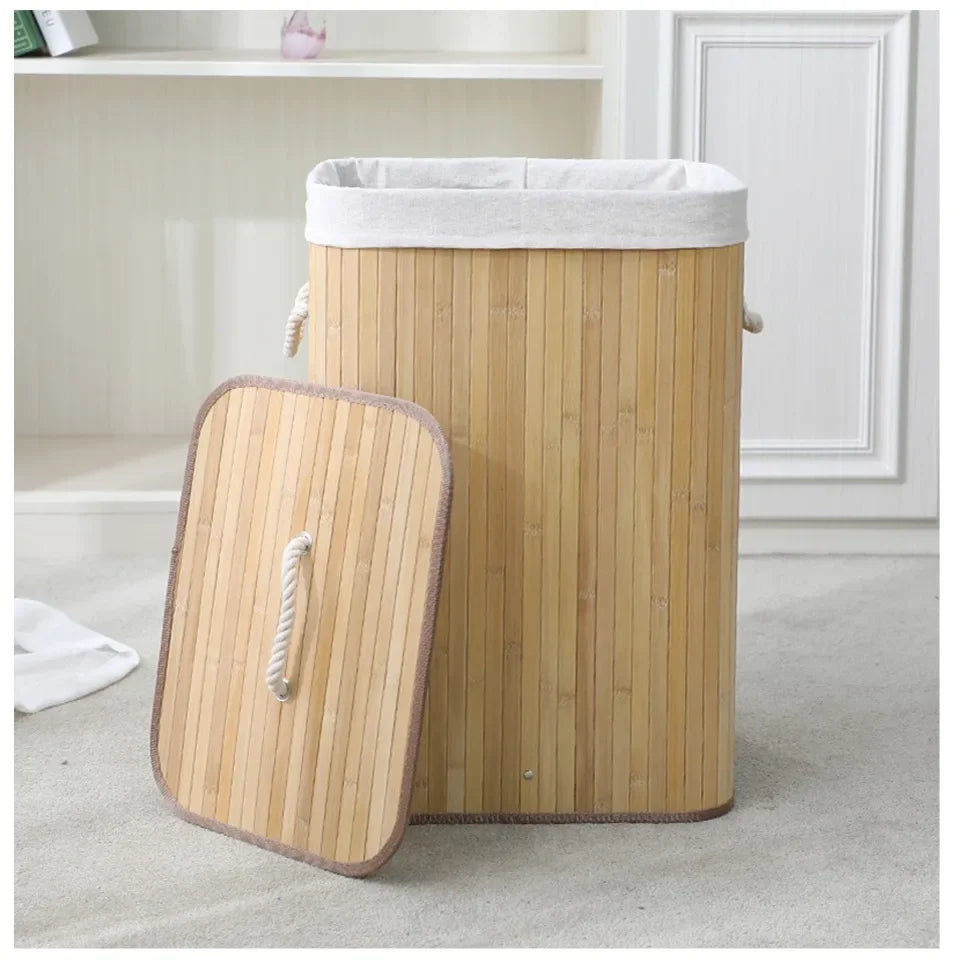 Bamboo Laundry Basket Breathable Woven Knit Laundry Basket Large Capacity Laundry Basket Environmentally Friendly Laundry Basket