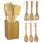 6 Pieces Bamboo Spoon Spatula Kitchen Utensil Wooden Cooking Tool Mixing Set