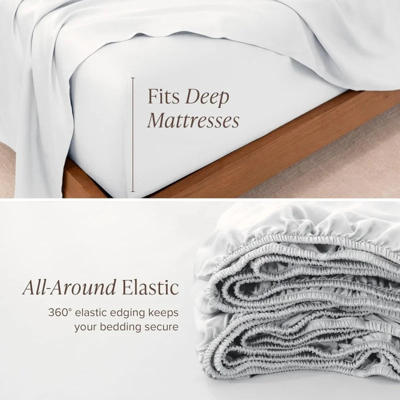 Bamboo Green Deep Pocket Fitted Sheet 100% Lyocell Fiber Bedding Mattress Cover with Elastic Band Soft Breath Freely Drop Ship