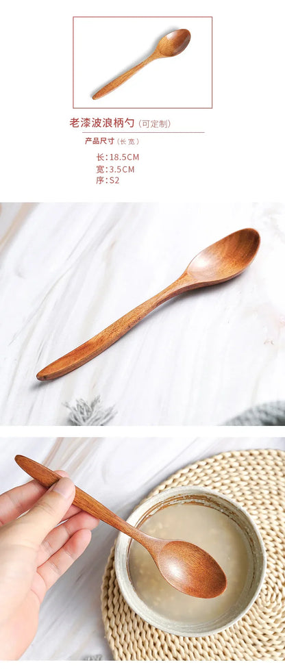 Wooden Spoon Bamboo Kitchen Cooking Utensil Tool Soup Teaspoon Catering for Kicthen Wooden Spoon Bamboo Spoon Dinner Spoon