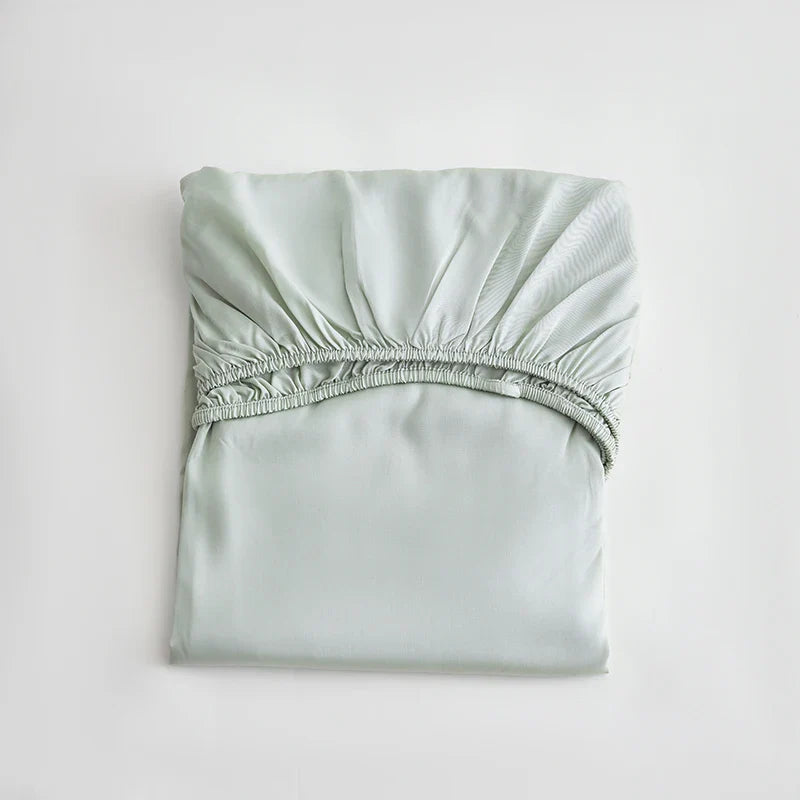 Bamboo Green Deep Pocket Fitted Sheet 100% Lyocell Fiber Bedding Mattress Cover with Elastic Band Soft Breath Freely Drop Ship