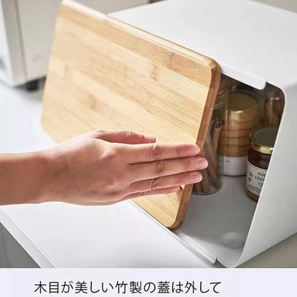 Bamboo Bread Box for Kitchen Storage,Airtight Food Container for Snacks Organization,Multi-Purpose Pantry Organizer with Handles