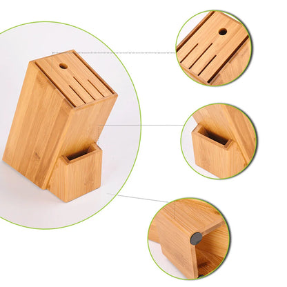 Bamboo Knife Block Stand Organizerbamboo Holder Bamboo Rack Kitchen Rack Wood Block Kitchen Accessories