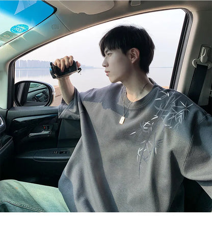 Men's Oversized Bamboo T-shirt Loose Printed Tops Cotton Tshirts Breathable Casual Short Sleeve Tees Streetwear Men Clothing