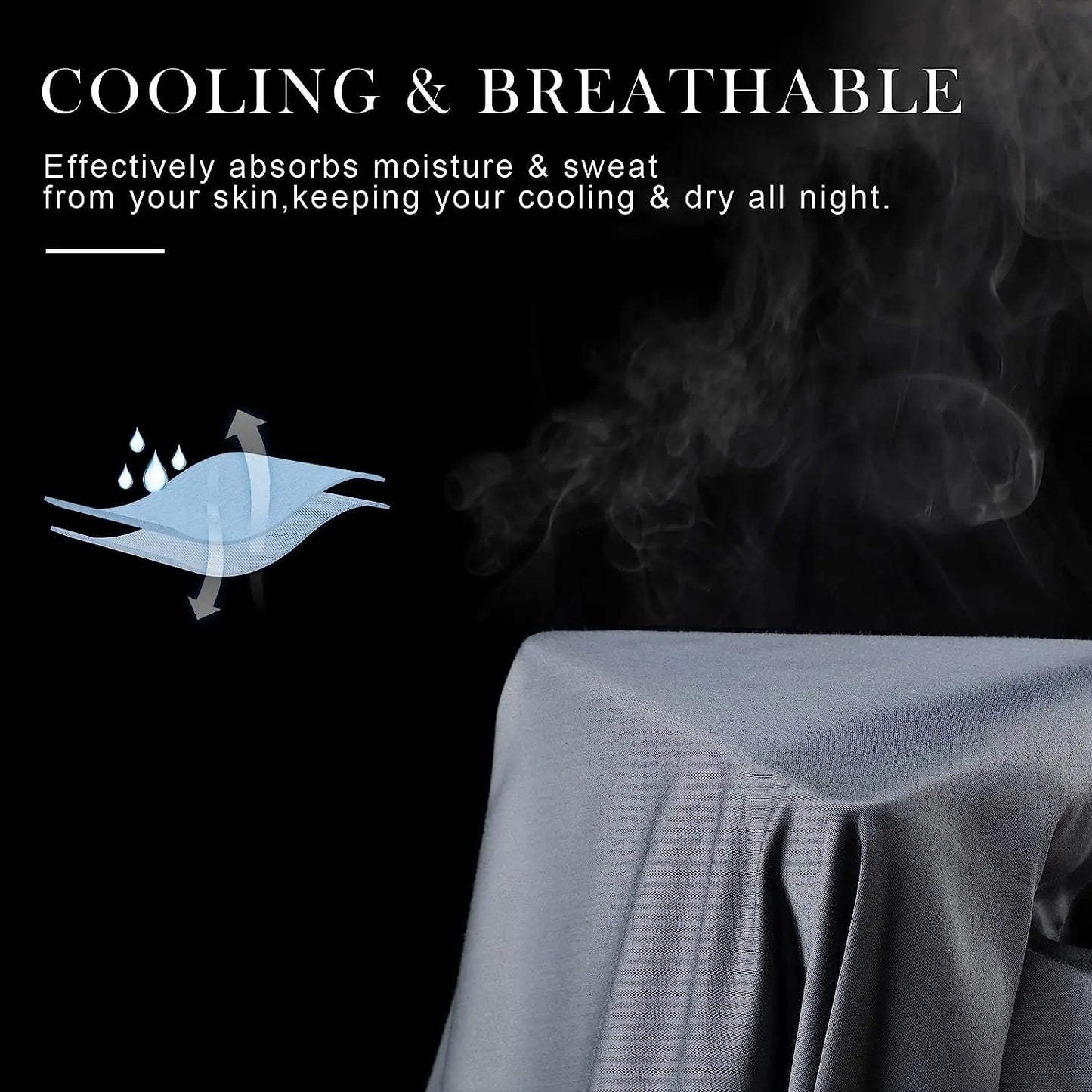 2pcs Bamboo Pillowcase for Hot Sleepers & Night Sweats Softness Cooling Pillow Cover with Envelope Closure