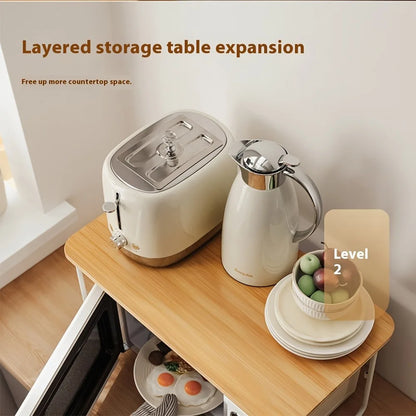 Bamboo Microwave Storage Rack Adjustable Kitchen Table Oven Cooker Organizer Shelf 1 Layer Household Desk Spice Condiment Holder