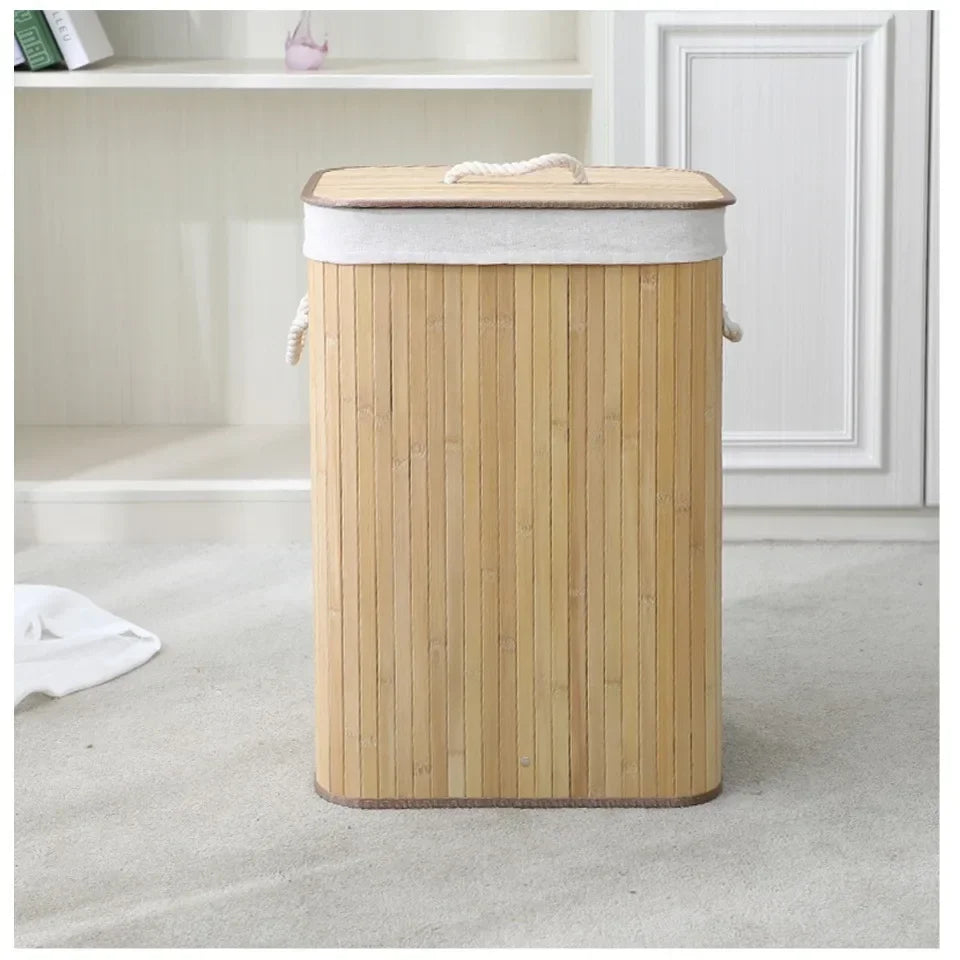 Bamboo Laundry Basket Breathable Woven Knit Laundry Basket Large Capacity Laundry Basket Environmentally Friendly Laundry Basket