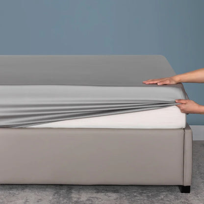 Organic Bamboo Bed Fitted Sheet Solid Color Silky Bed Cover Luxury Mattress Cover with Rubber Band Double Queen Size Customized