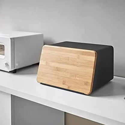 Bamboo Bread Box for Kitchen Storage,Airtight Food Container for Snacks Organization,Multi-Purpose Pantry Organizer with Handles