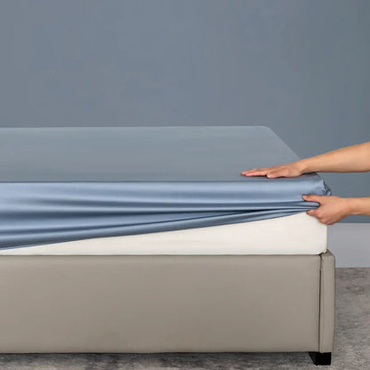 Organic Bamboo Bed Fitted Sheet Solid Color Silky Bed Cover Luxury Mattress Cover with Rubber Band Double Queen Size Customized