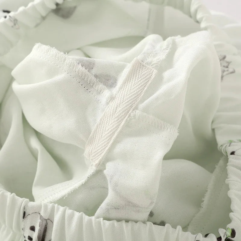 2025 Bamboo Cotton Gauze Pajamas Women's Chinese Retro Style Round Neck Loungewear Thin Nine-quarter Sleeve Loose Home Clothes