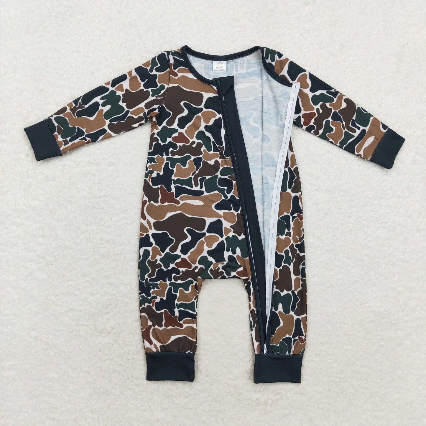 Wholesale Newborn Baby Boy Bamboo Camo Clothing Long Sleeves Zipper Jumpsuit Kids Children Toddler Spring Fall One-piece Romper