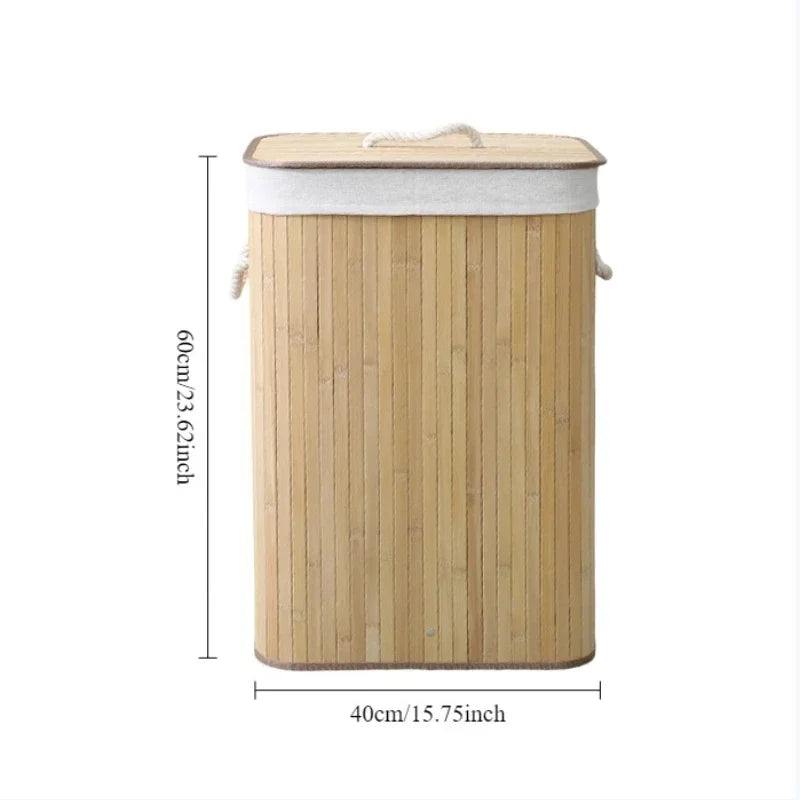Bamboo Laundry Basket Breathable Woven Knit Laundry Basket Large Capacity Laundry Basket Environmentally Friendly Laundry Basket