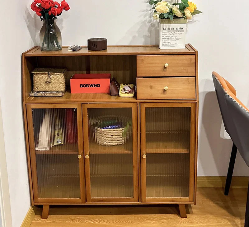 dining room Bamboo solid wood kitchen cabinets furniture sideboard side table furniture living room alacena Display cabinet