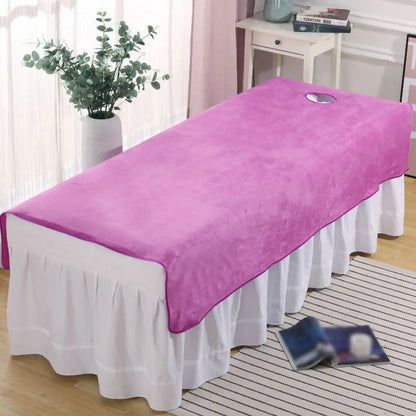 Comfortable SPA Bedspread Soft Solid Color Massage Bed Sheets with Face Hole Thickened Cosmetic Bed Sheet Beauty Tool