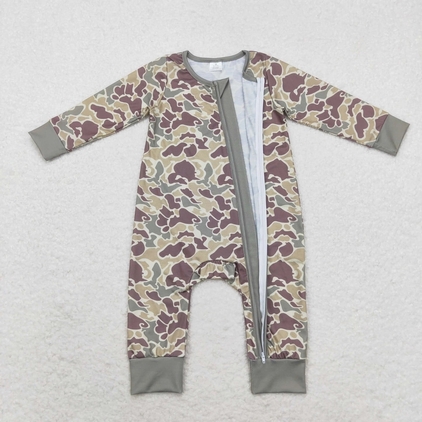 Wholesale Newborn Baby Boy Bamboo Camo Clothing Long Sleeves Zipper Jumpsuit Kids Children Toddler Spring Fall One-piece Romper