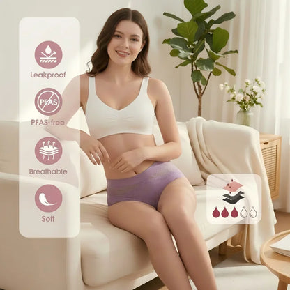 Bamboo Menstruation Panties Women High Waist Breathable Lingerie Leakproof Absorbent Period Briefs Bulk Reusable Underwear