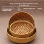 Kitchen Home Use Round Hand Woven Bamboo Storage Basket Rustic Foldable Basket for Fruit Snack Vegetable & Dirty Clothes Frame